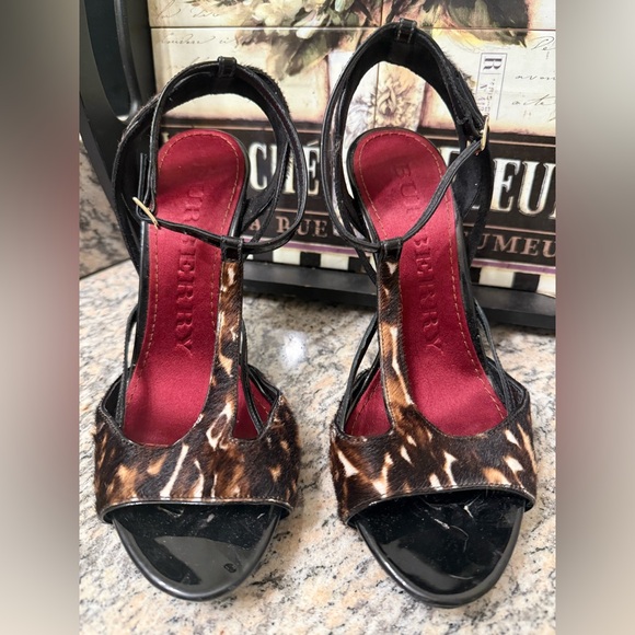 Burberry Pony Hair “Willough” T-Strap Sandals – Animal Print